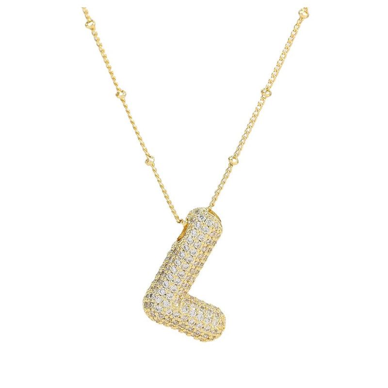 Gold Plated Bubble Initial Necklace