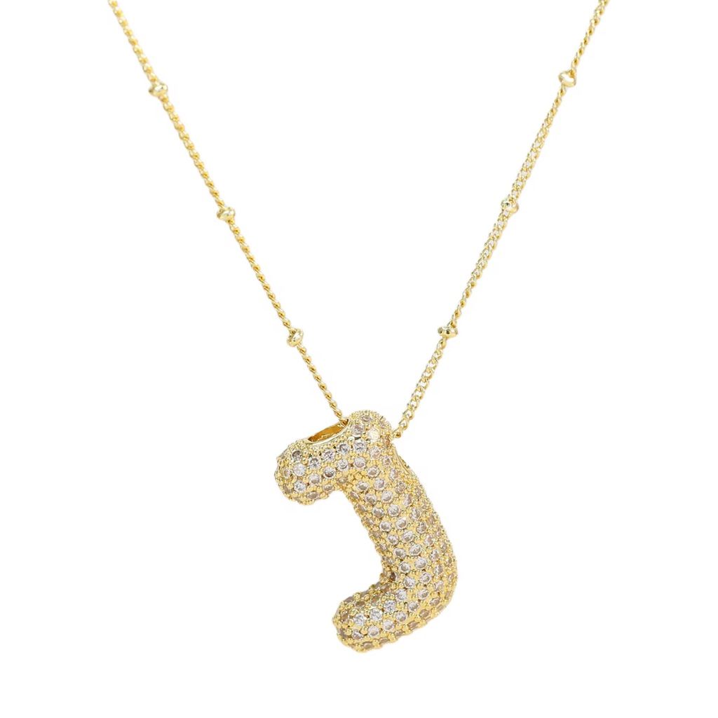 Gold Plated Bubble Initial Necklace