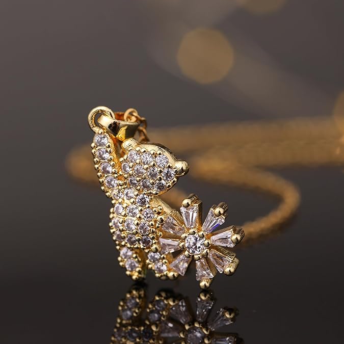 Gold Plated Teddy Charm Necklace