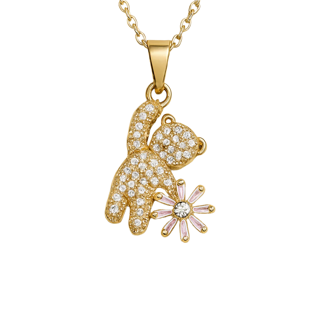 Gold Plated Teddy Charm Necklace
