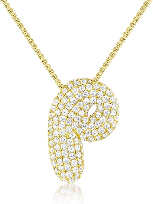 Gold Plated Bubble Initial Necklace