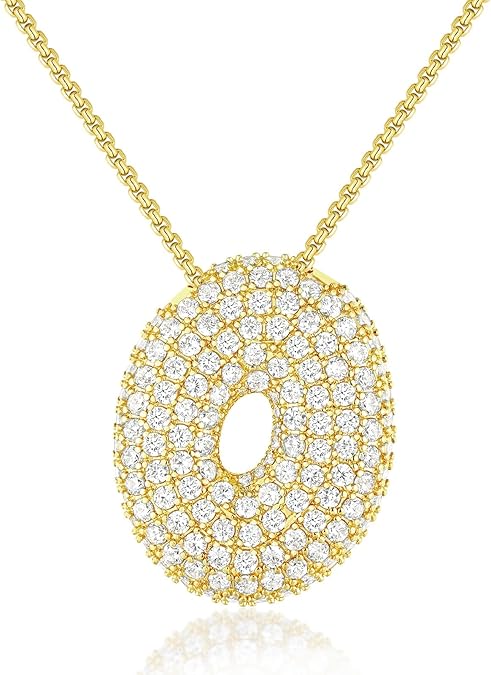 Gold Plated Bubble Initial Necklace