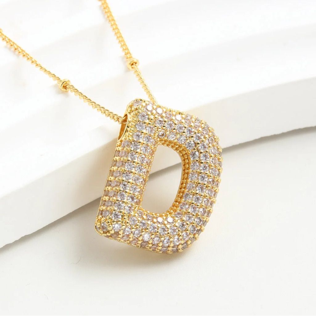 Gold Plated Bubble Initial Necklace