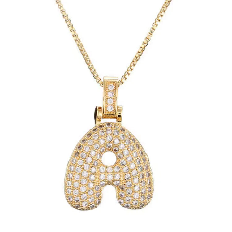 Gold Plated Bubble Initial Necklace