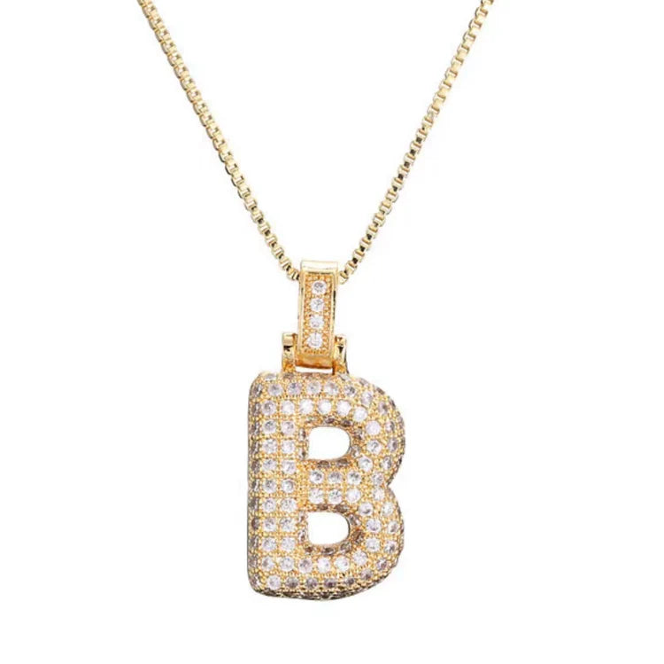 Gold Plated Bubble Initial Necklace