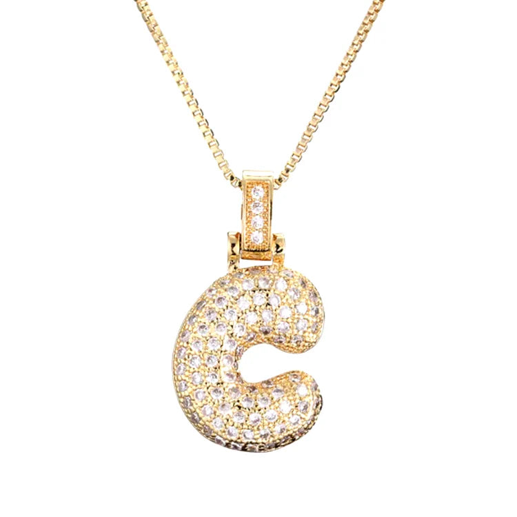 Gold Plated Bubble Initial Necklace
