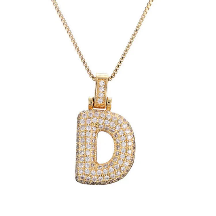 Gold Plated Bubble Initial Necklace