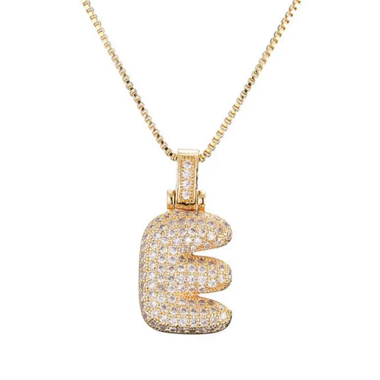 Gold Plated Bubble Initial Necklace