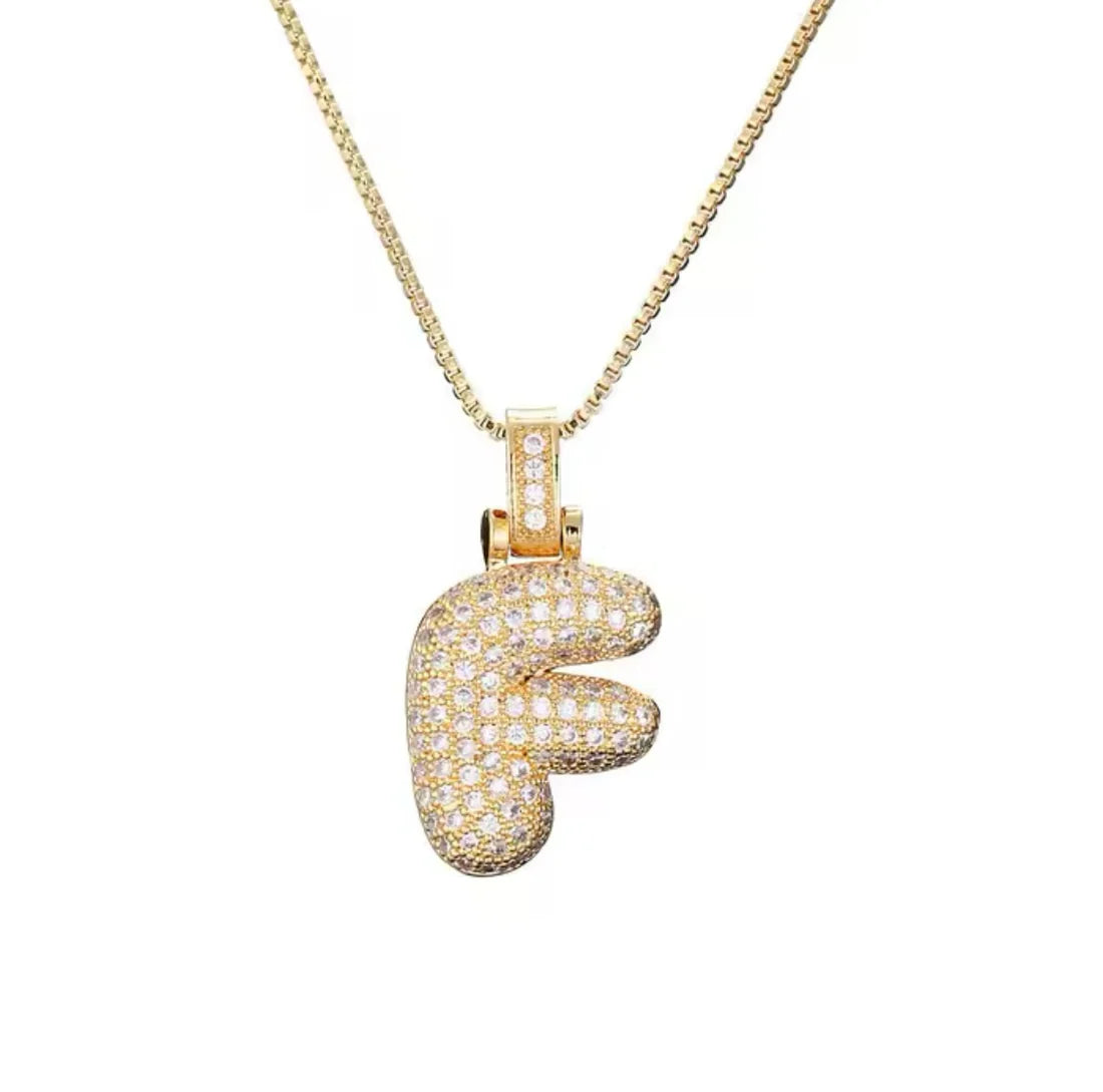 Gold Plated Bubble Initial Necklace