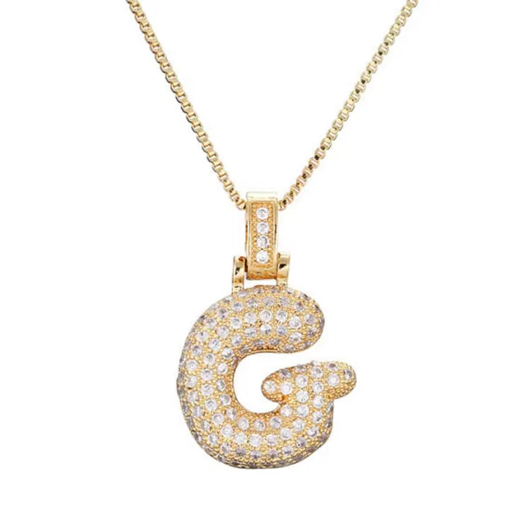 Gold Plated Bubble Initial Necklace