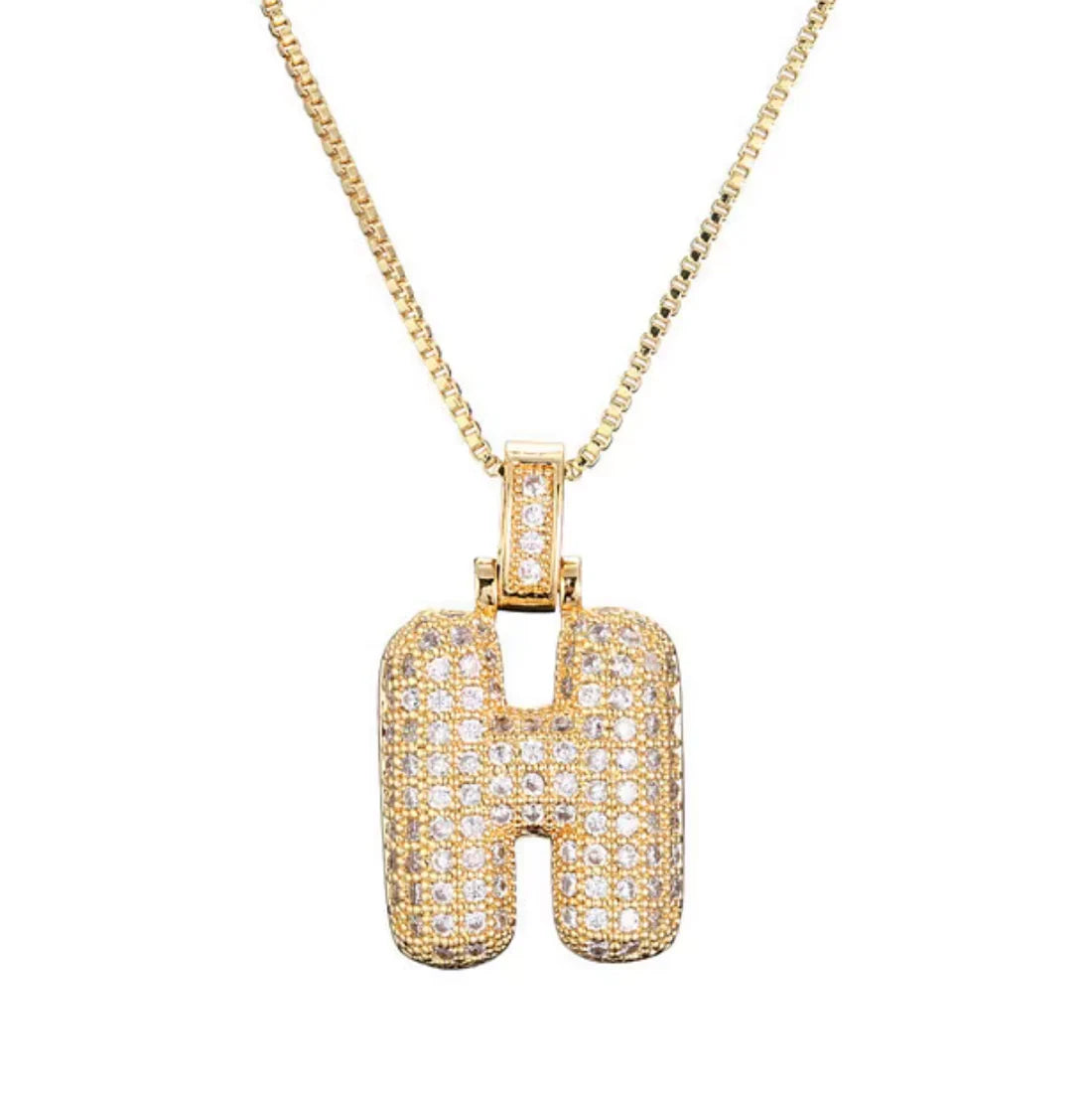 Gold Plated Bubble Initial Necklace