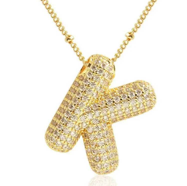 Gold Plated Bubble Initial Necklace