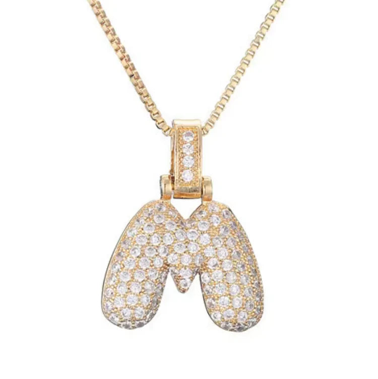 Gold Plated Bubble Initial Necklace
