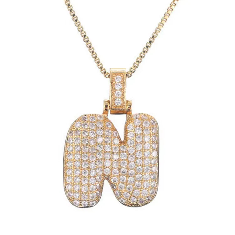 Gold Plated Bubble Initial Necklace
