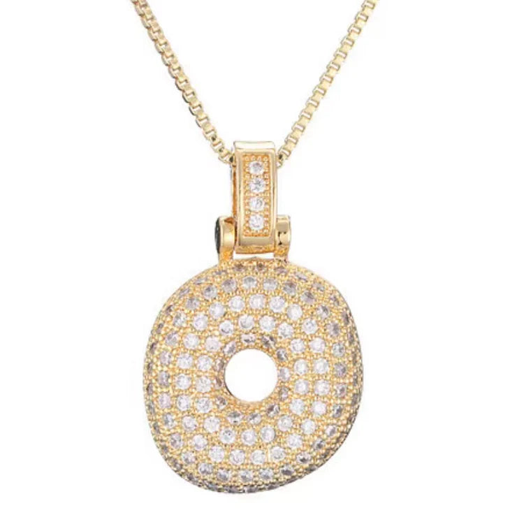 Gold Plated Bubble Initial Necklace