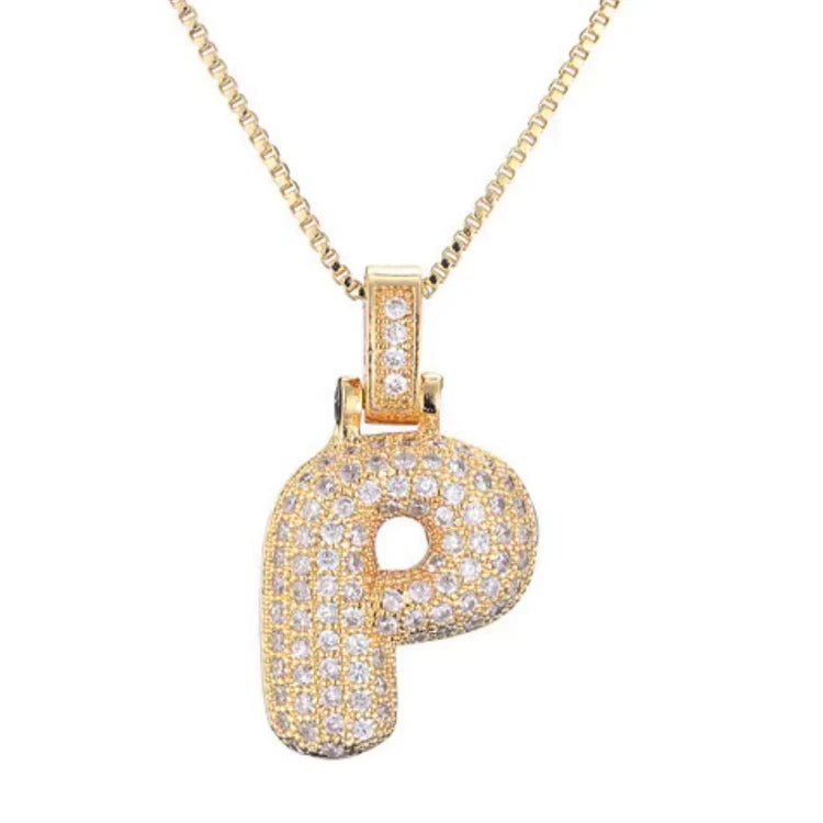 Gold Plated Bubble Initial Necklace