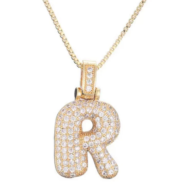 Gold Plated Bubble Initial Necklace