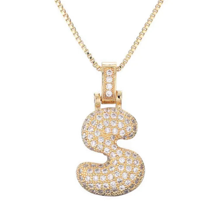 Gold Plated Bubble Initial Necklace