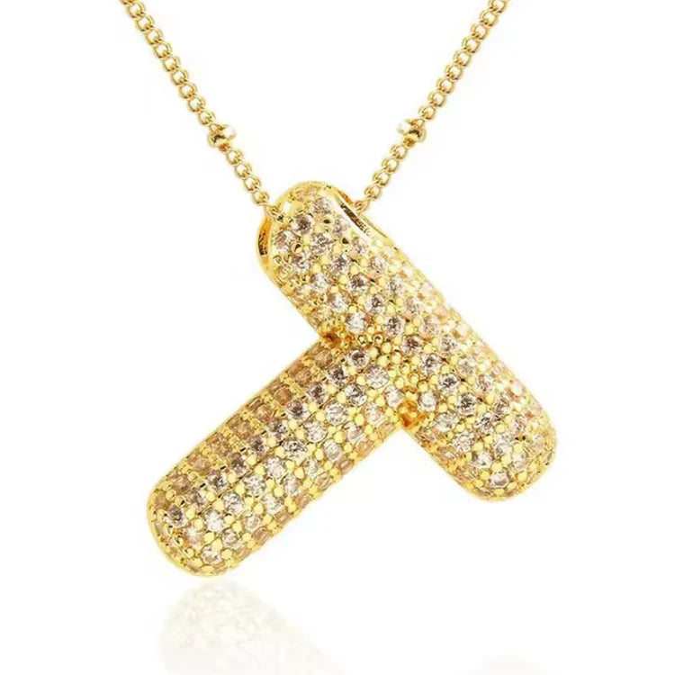 Gold Plated Bubble Initial Necklace