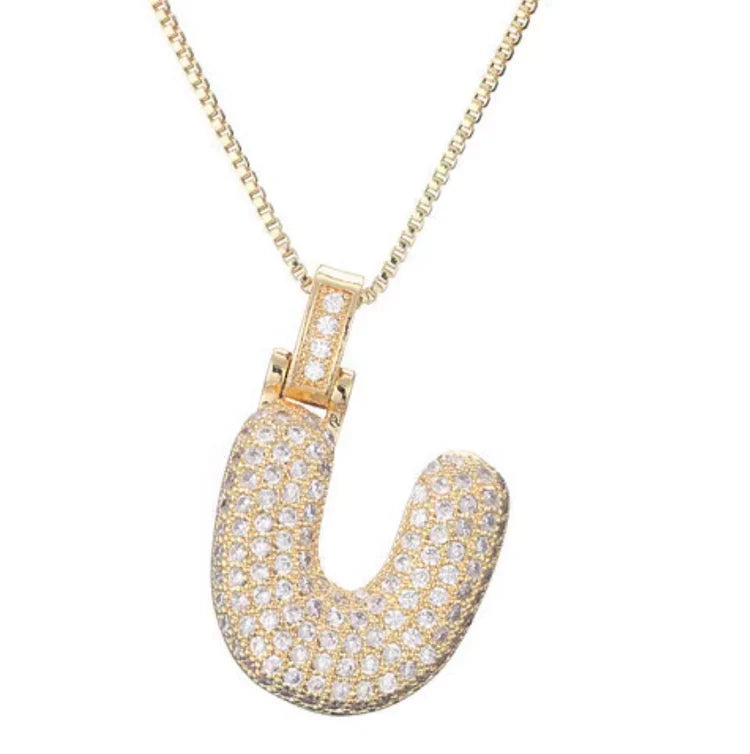 Gold Plated Bubble Initial Necklace