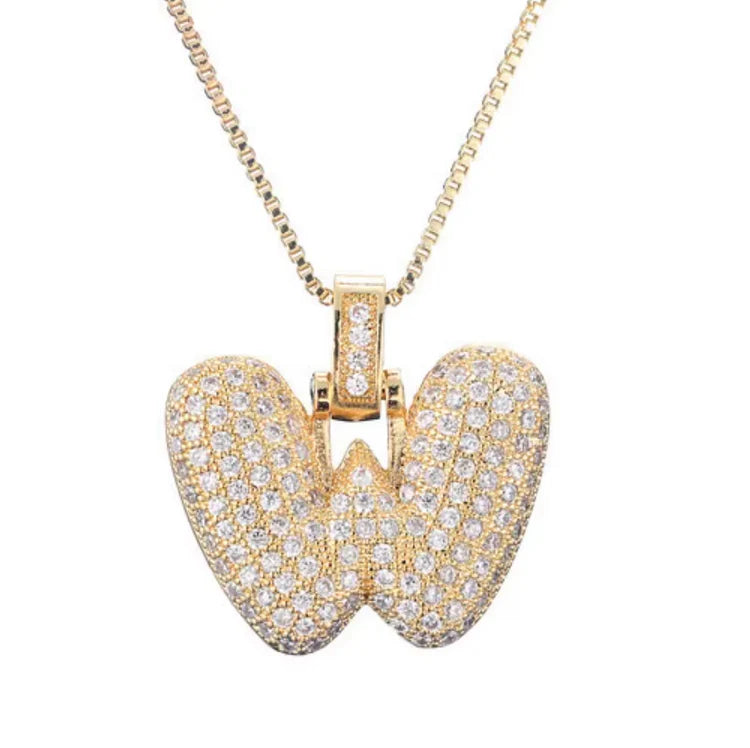 Gold Plated Bubble Initial Necklace