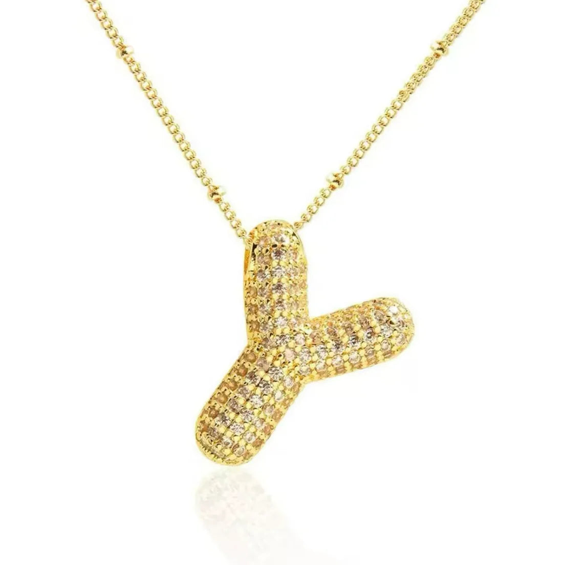 Gold Plated Bubble Initial Necklace