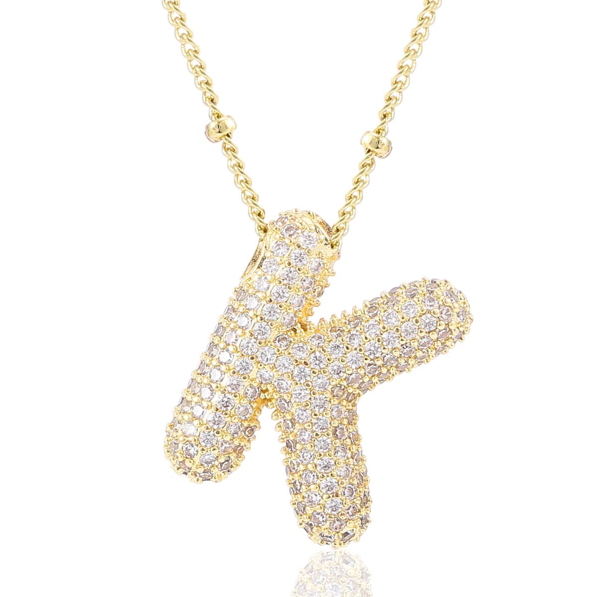 Gold Plated Bubble Initial Necklace