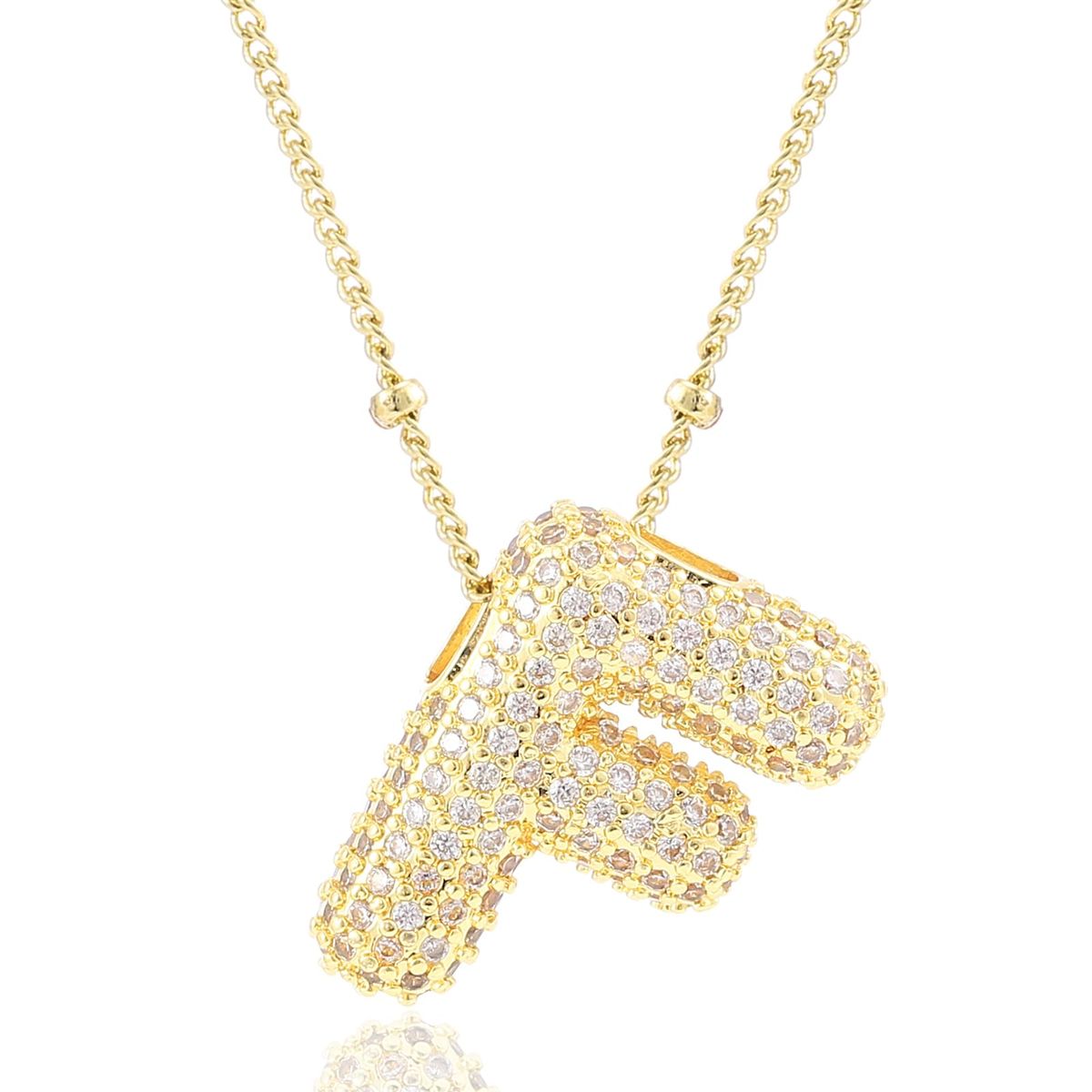 Gold Plated Bubble Initial Necklace