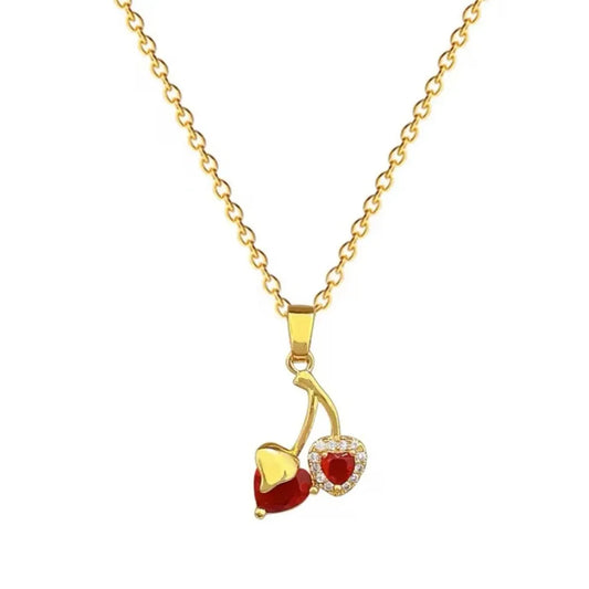 Cherry Double Heart Necklace