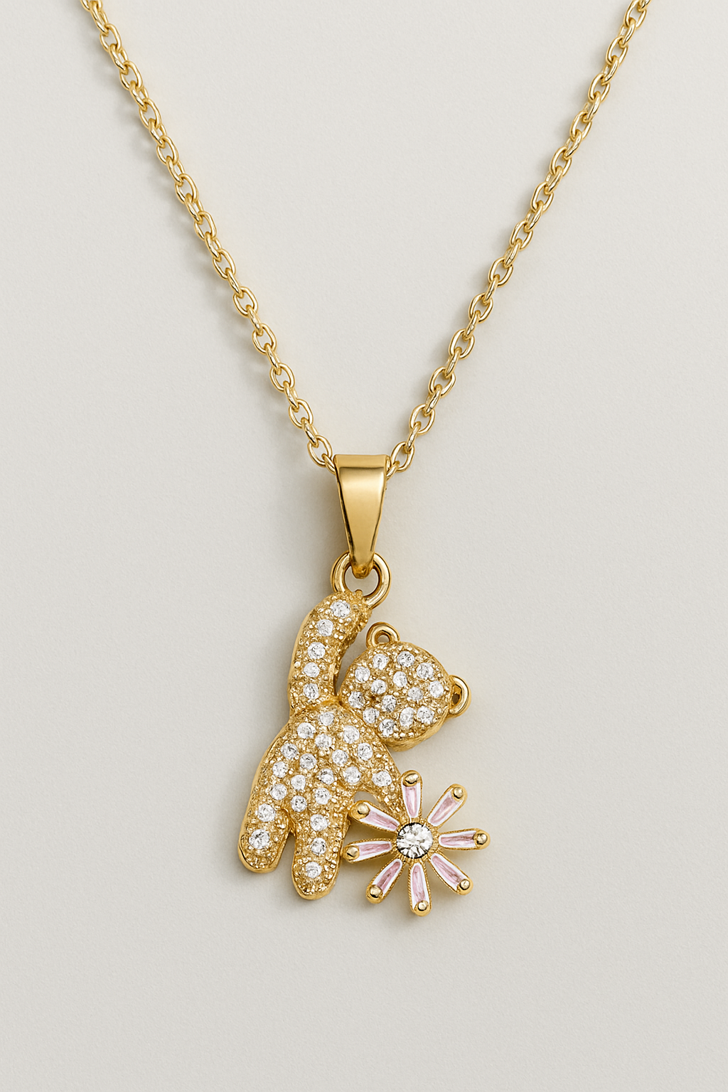 Gold Plated Teddy Charm Necklace