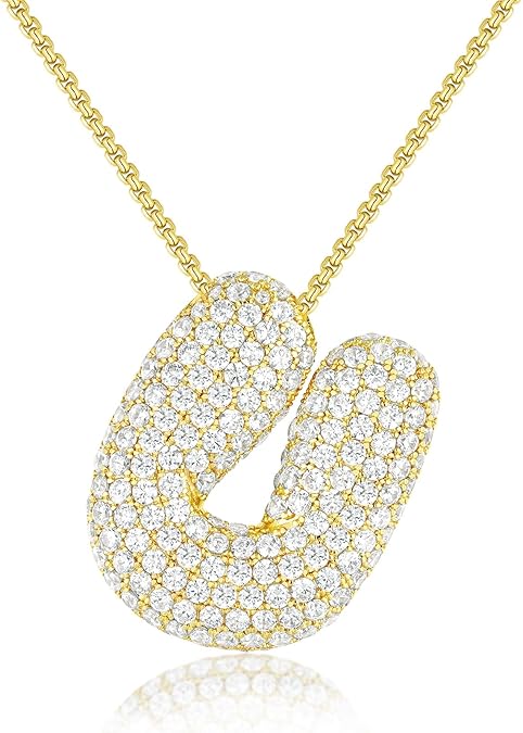 Gold Plated Bubble Initial Necklace
