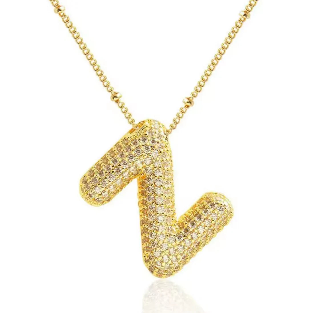 Gold Plated Bubble Initial Necklace